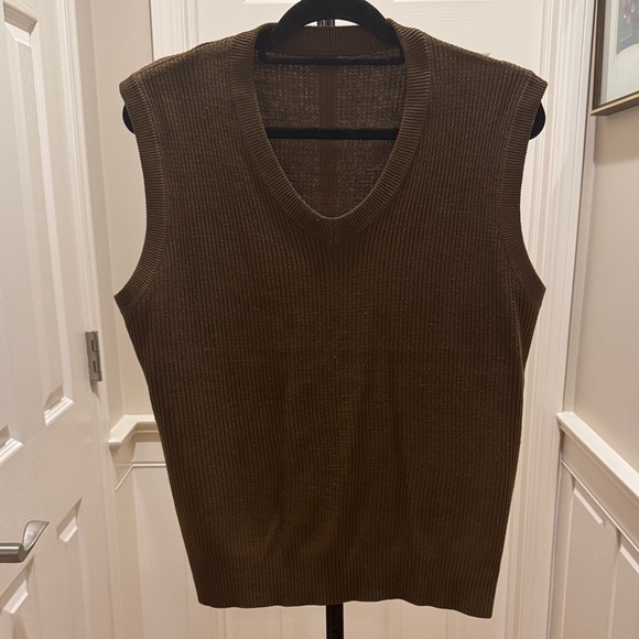 Brown Sleeveless Knit Sweater Vest - Picture 1 of 7